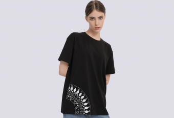 Black woman's t-shirt INTERTOP x MAVKA with ornament