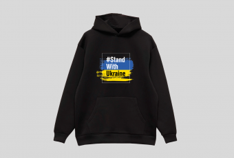 Warm black hoodie "Stand with Ukraine"