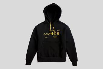 Black oversized hoodie with rune embroidery